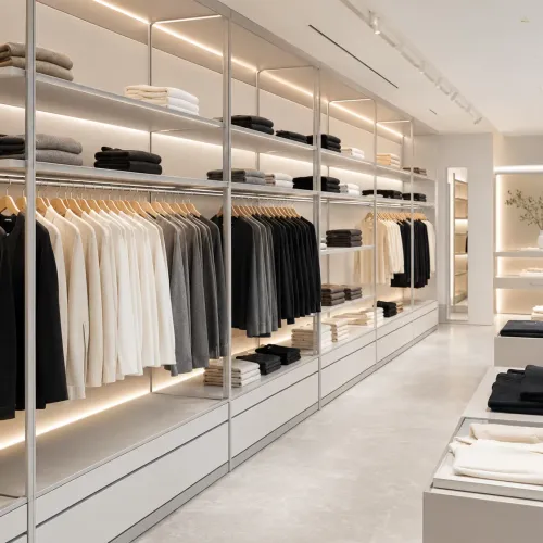 Fashion and apparel retail display with ARMOR flexible power track system