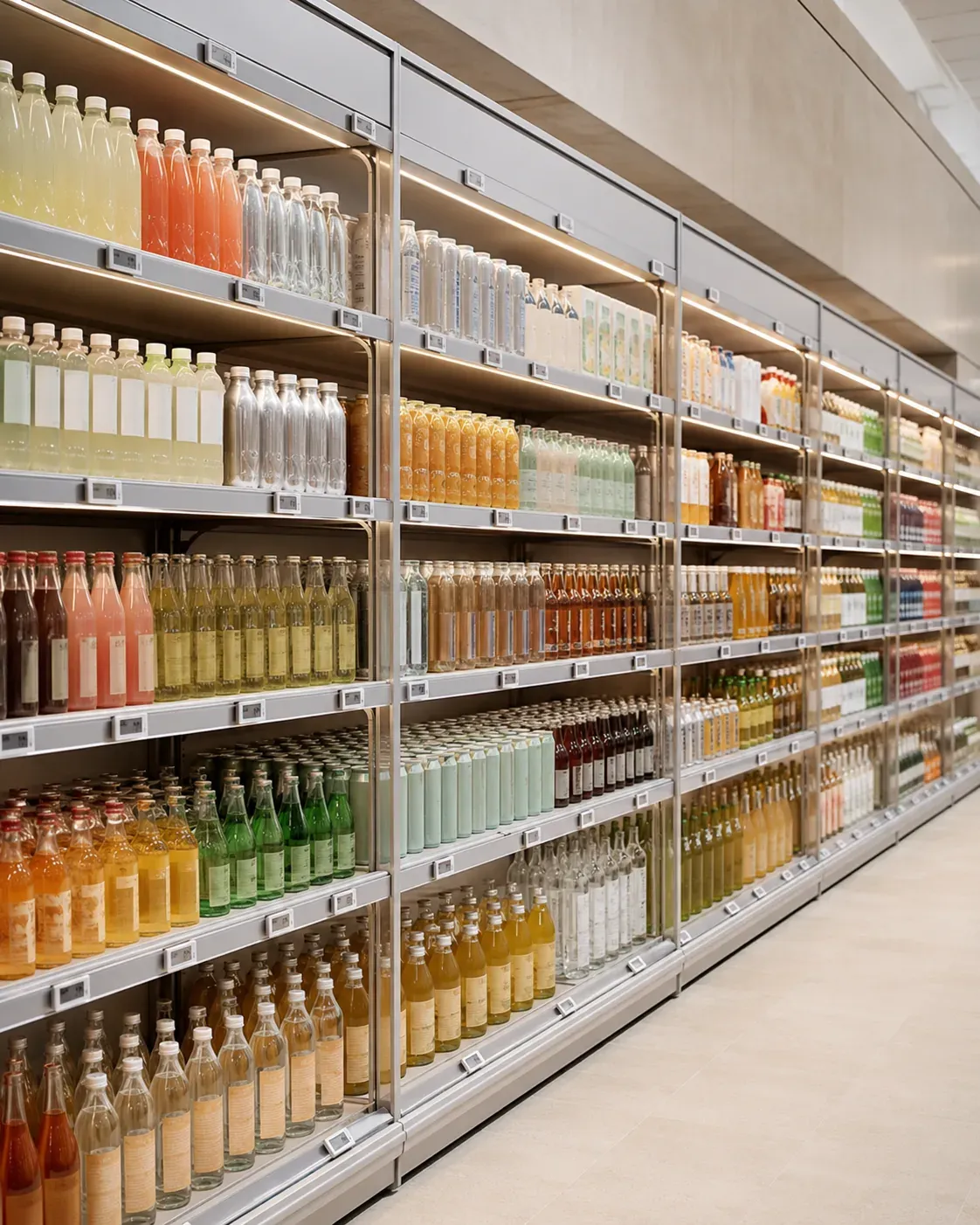 Grocery retail shelving with integrated shelf lighting